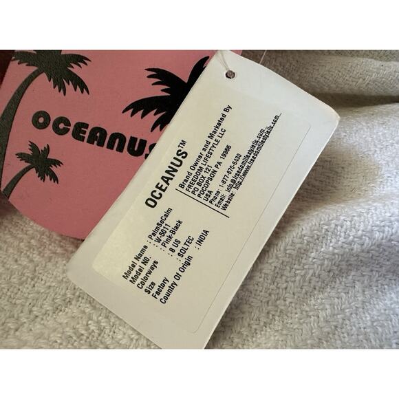 Oceanus PalmSoCalm (Pink W/Black Palm Trees) Flip Flop Size 8 - New - Picture 2 of 8